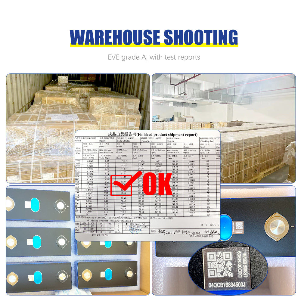 EU Stock EVE LF280K 3.2V 280Ah Lifepo4 battery Grade A rechargeable cells Long Cycle Life For Solar System