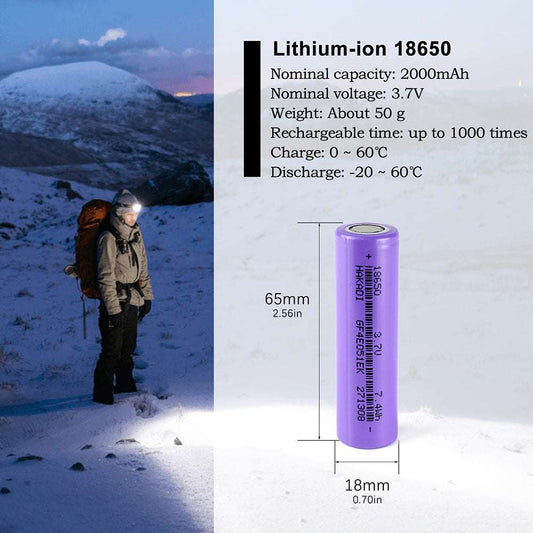 3.7V 2000mAh 18650 NMC Battery Cell - Rechargeable Lithium Ion Cylindrical