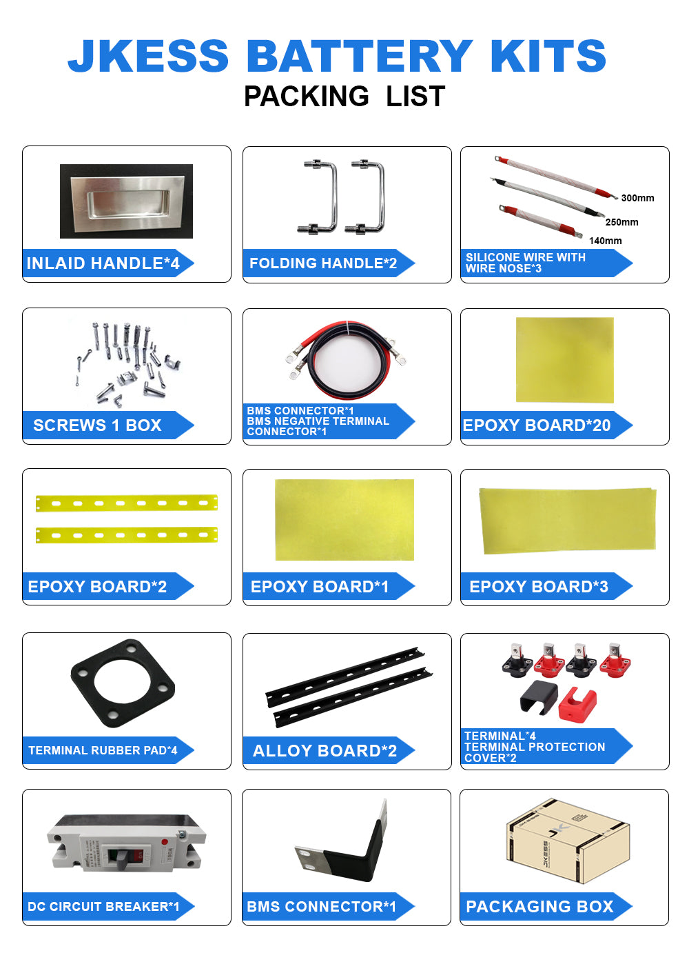 JKESS 51.2V 15kWh Lifepo4 Battery Box DIY 16S Kit with 200A JK V19 BMS for 280Ah/314Ah Cells EU Warehouse Tax Free