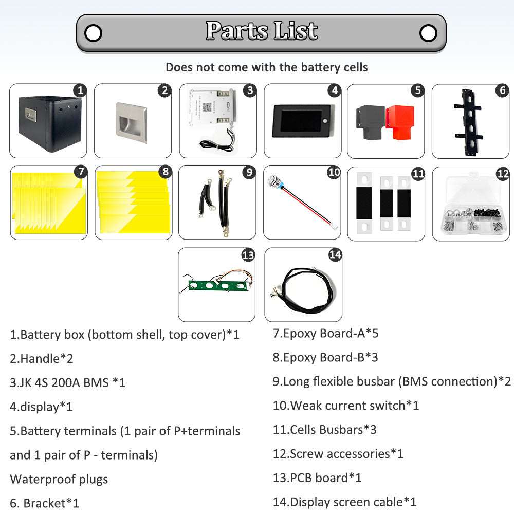 Selian Lifepo4 12V 280Ah DIY Battery Box With JK Smart BMS