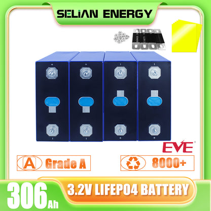 EVE MB30 Lifepo4 Battery 3.2v 306ah Grade A 10000+ deep cycles Lifepo4 Prismatic cells for Energy Storage