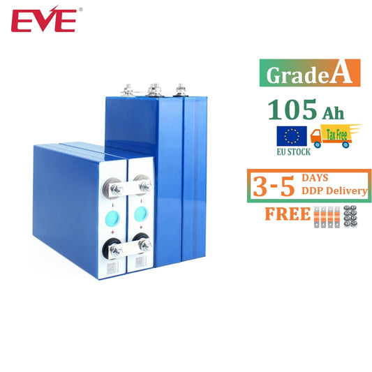 EU Stock EVE lifepo4 battery 3.2V 105Ah rechargable Grade A Fast Delivery 5-7 days for solar system Rv Ev