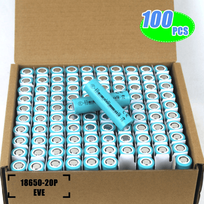 Batterie lithium-ion EVE 50pl 21700 3,6 V 5000 mAh (en stock dans l'UE), courant de décharge maximal de 180 A et taux de décharge de 36C. Compatible avec vélos et scooters électriques.