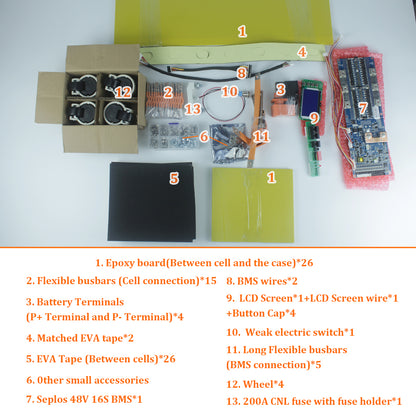 16S 48V 280ah lfpo4 Battery BOX Kit Easy Installation with BMS for diy 280Ah 302Ah 304AH 320Ah RV Boat Camping