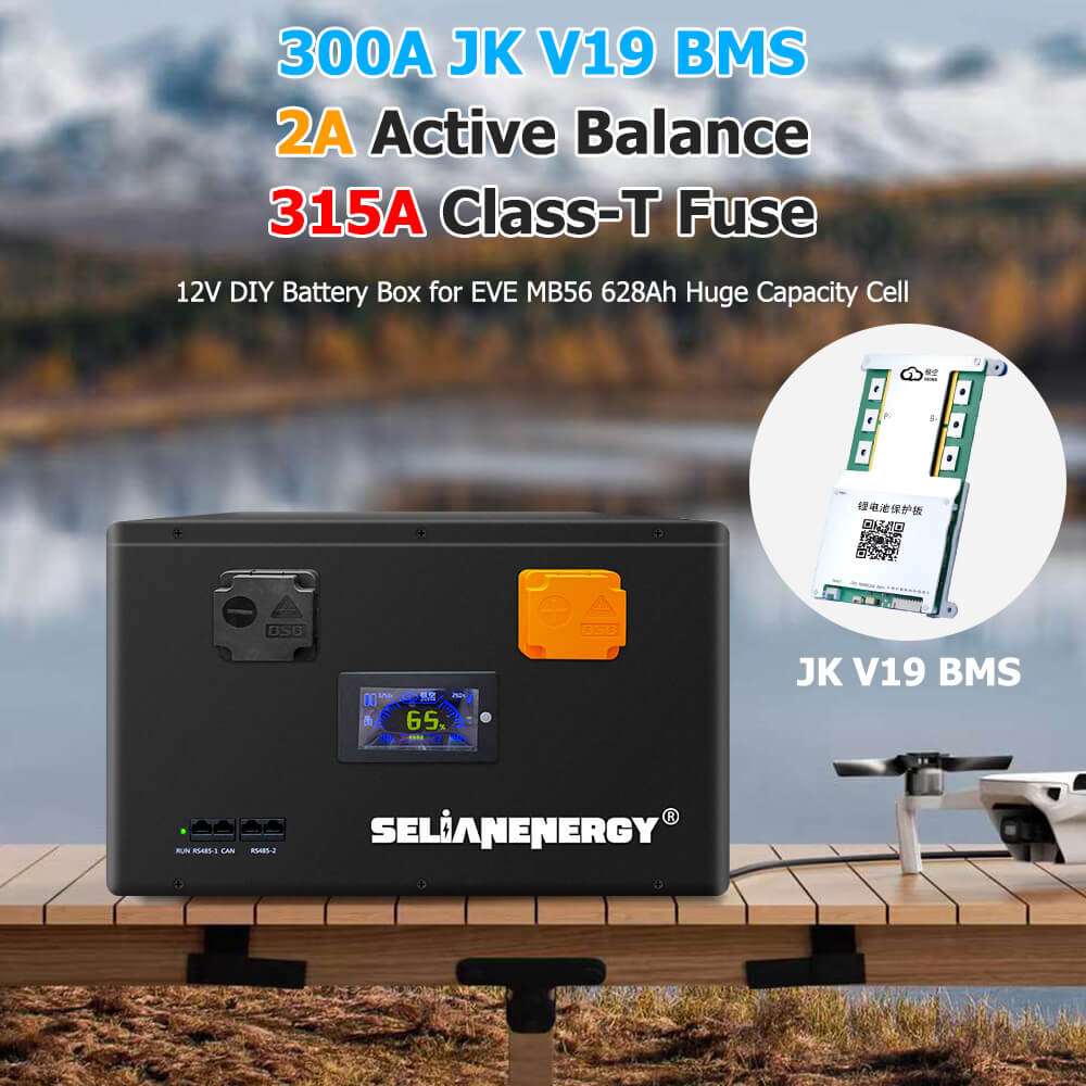 JK Smart BMS 300A protection on 12V 8kWh solar battery pack
