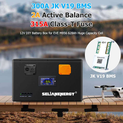 JK Smart BMS 300A protection on 12V 8kWh solar battery pack