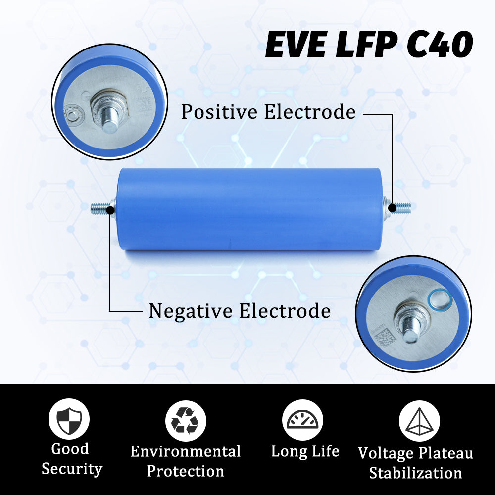 EVE C40 lifepo4 battery Grade A 3.2V 20AH 3C Cylindrical LiFePO4 battery Cell for Batteries pack Ev Rv