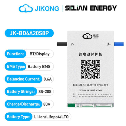JK BMS 4S 24S Smart BMS 60A 100A 150A 200A for DIY Battery kits