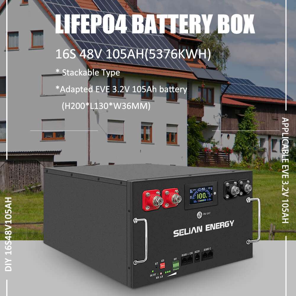 16S 48V 105Ah LiFePO4 battery installed for off-grid solar power system