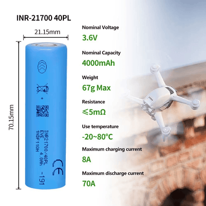 EU-Lagerbestand EVE 50pl 21700 3,6 V 5000 mAh Lithium-Ionen-Akku, max. 180 A, 36 C, hohe Entladerate, EVE 50pl Akkuzelle für E-Bike und Roller