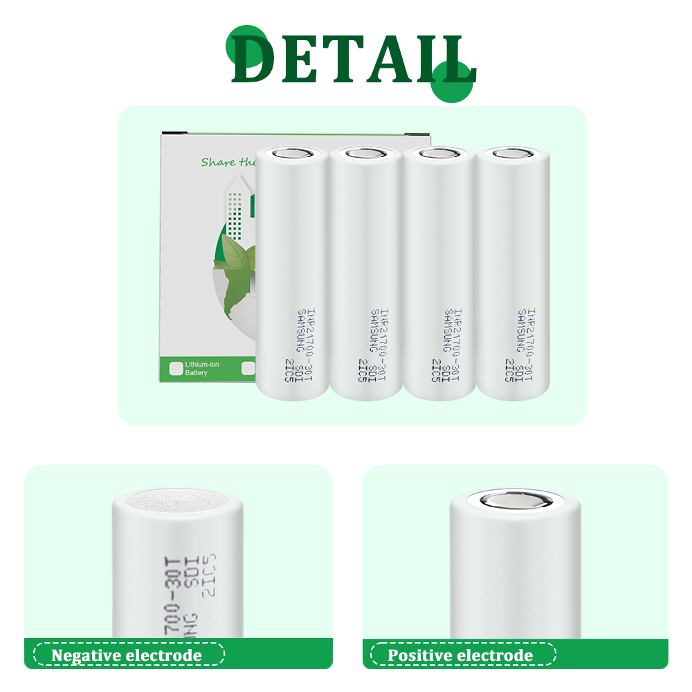 NEW INR21700-30T 3.7V 3000mah Cylindrical Rechargeable 35A Li Ion Battery Discharge Cell For Flashlight Solar System storage