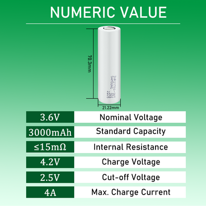 NEW INR21700-30T 3.7V 3000mah Cylindrical Rechargeable 35A Li Ion Battery Discharge Cell For Flashlight Solar System storage