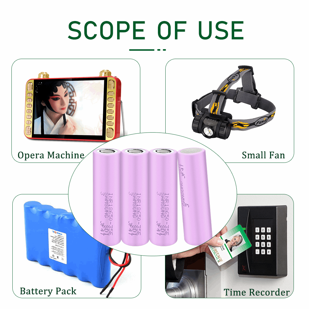 18650-35E Lithium-ion Battery 3.6V 3400mah NMC Rechargeable Battery Cell For Battery Pack LED light OEM