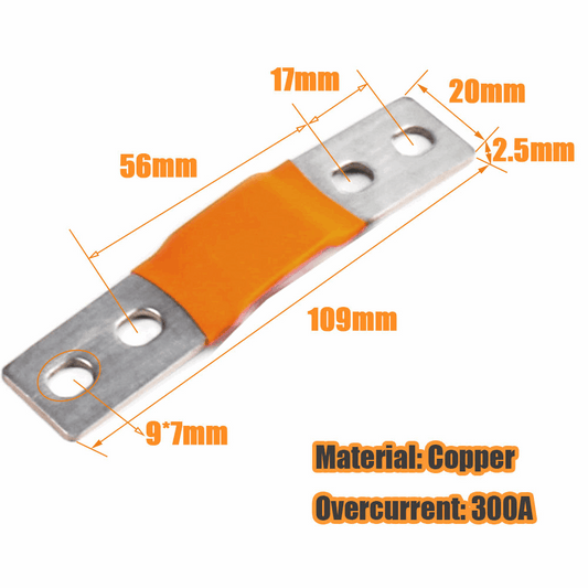 Flexible Copper Busbar for 12V LiFePO4 Battery - 4-Hole Bus Bar for EVE 280Ah 314Ah Cells