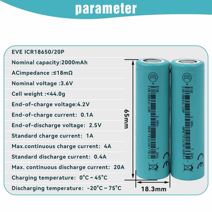 EVE 20P 18650 2000mAh High Discharge Battery | 30A Power Tool Lithium Cell