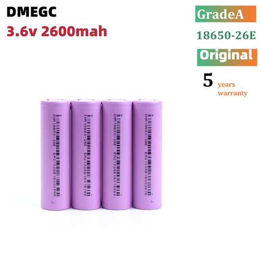 DMEGC 18650 Cylindrical Lithium Ion Battery 2600mAh Big Capacity Power Bank Rechargeable Battery for Electric Bicycle