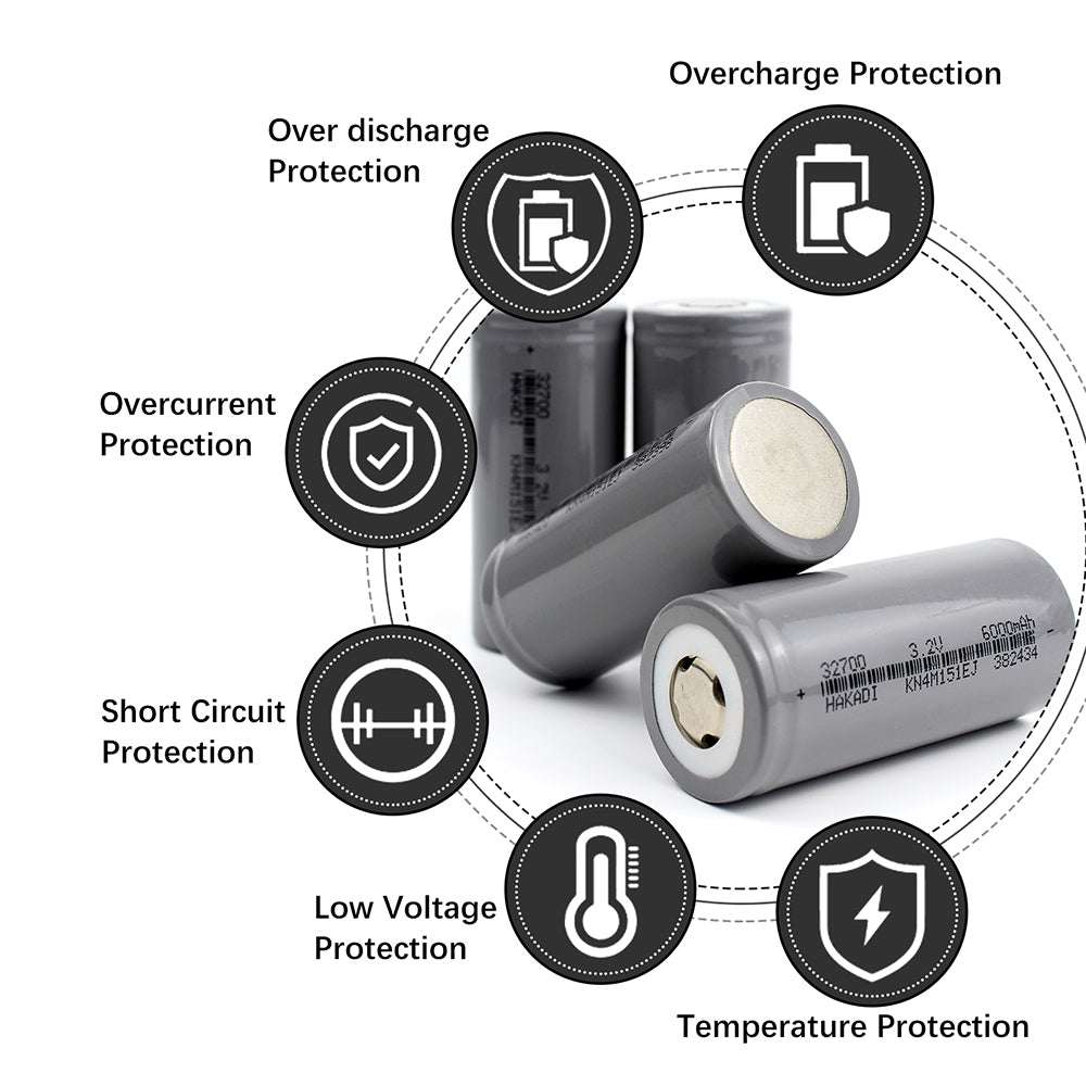 3.2V 6000mAh 32700 LiFePO4 Cell - Large Capacity Rechargeable Cylindrical Battery