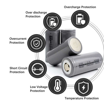3.2V 6000mAh 32700 LiFePO4 Cell - Large Capacity Rechargeable Cylindrical Battery