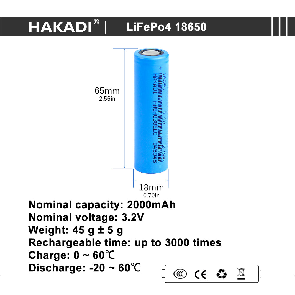 New 18650 3.2V Lifepo4  Battery 2000mAh 18650 Cylindrical Battery Cell Hige Discharge Rate lifepo4 for Battery Pack