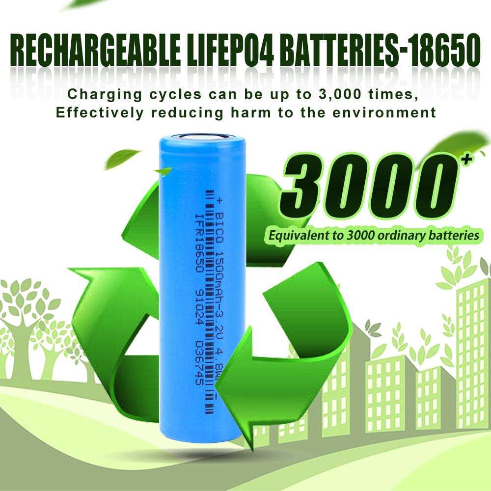 3.2V 1500mah 18650 Lifepo4 Cylindrical Battery 3000+ cycle long life cells
