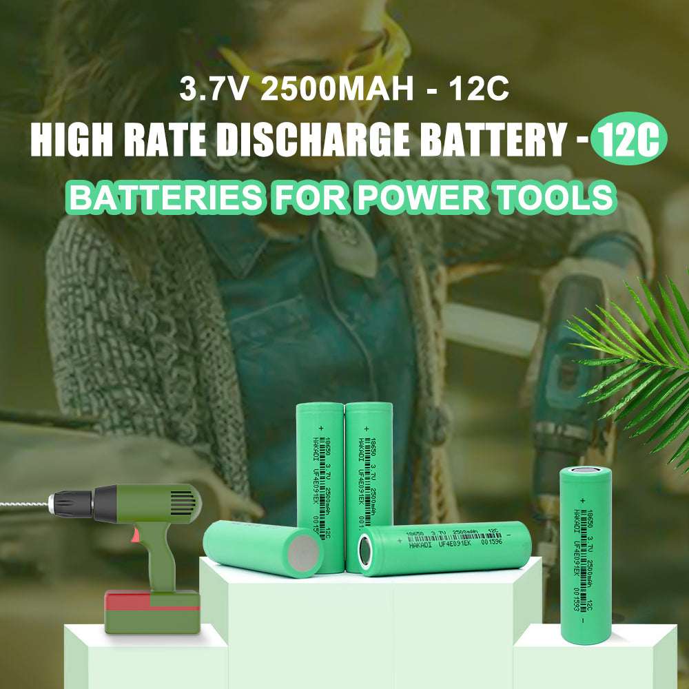 3.7V 2500mAh 18650 Cells 12C High Rate Discharge Rechargeable Battery