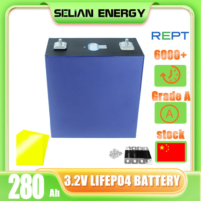 REPT 3.2v 280ah lifepo4 battery high cycle Prismatic 280ah lithium lifepo4 excellent safety cells for starting power storage