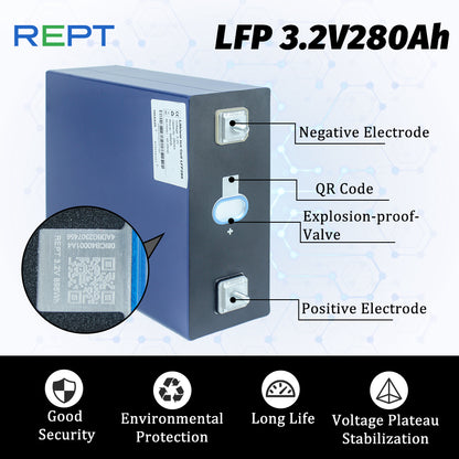 REPT 3.2v 280ah lifepo4 battery high cycle Prismatic 280ah lithium lifepo4 excellent safety cells for starting power storage