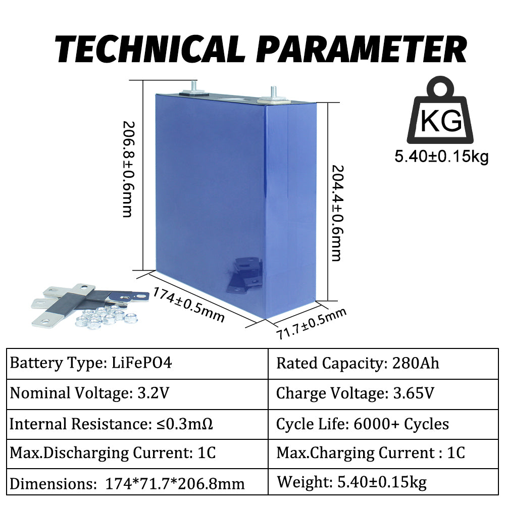 REPT 3.2v 280ah lifepo4 battery high cycle Prismatic 280ah lithium lifepo4 excellent safety cells for starting power storage