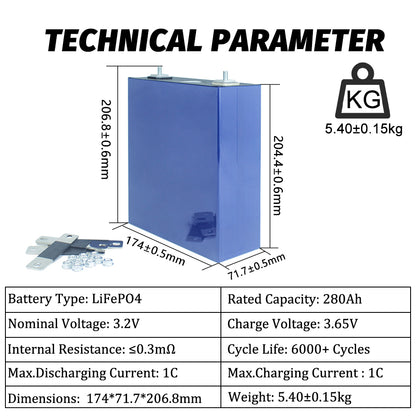 REPT 3.2v 280ah lifepo4 battery high cycle Prismatic 280ah lithium lifepo4 excellent safety cells for starting power storage