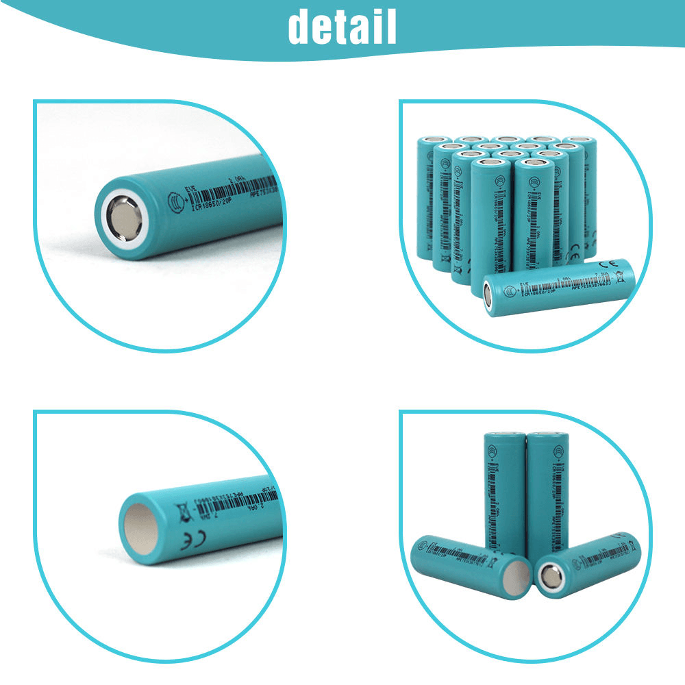 Batterie lithium-ion EVE 50pl 21700 3,6 V 5000 mAh (en stock dans l'UE), courant de décharge maximal de 180 A et taux de décharge de 36C. Compatible avec vélos et scooters électriques.