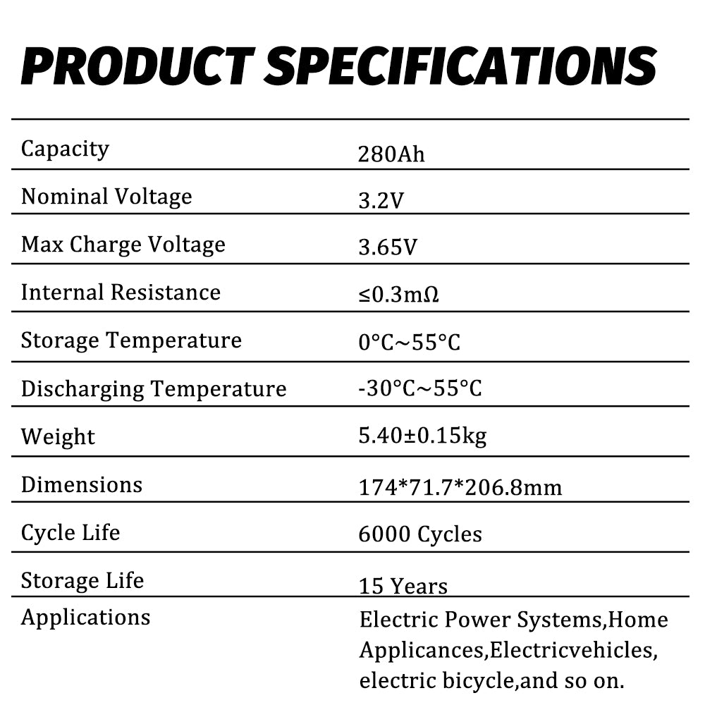 REPT 3.2v 280ah lifepo4 battery high cycle Prismatic 280ah lithium lifepo4 excellent safety cells for starting power storage