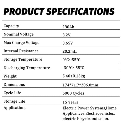 REPT 3.2v 280ah lifepo4 battery high cycle Prismatic 280ah lithium lifepo4 excellent safety cells for starting power storage