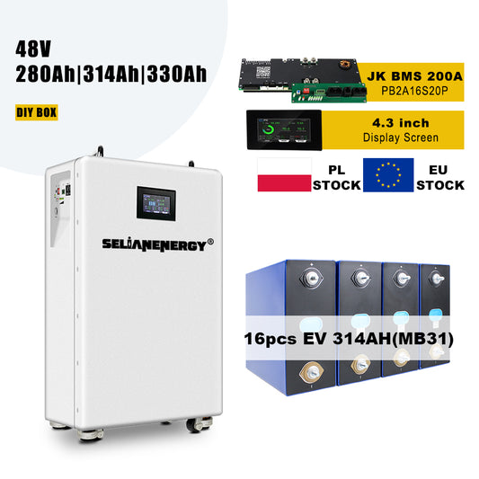 EU STOCK 48v 16S 280A Lifepo4 Battery Box Vertical Standing BOX Kit Easy Installation Stackable JK BMS with Wheels LiFePO4 Box