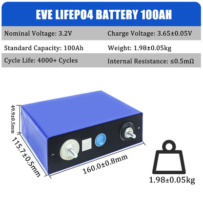 EVE 3.2V 100A LFPO4 Battery Grade A Prismatic cells high rate for Solar e-bike home storage