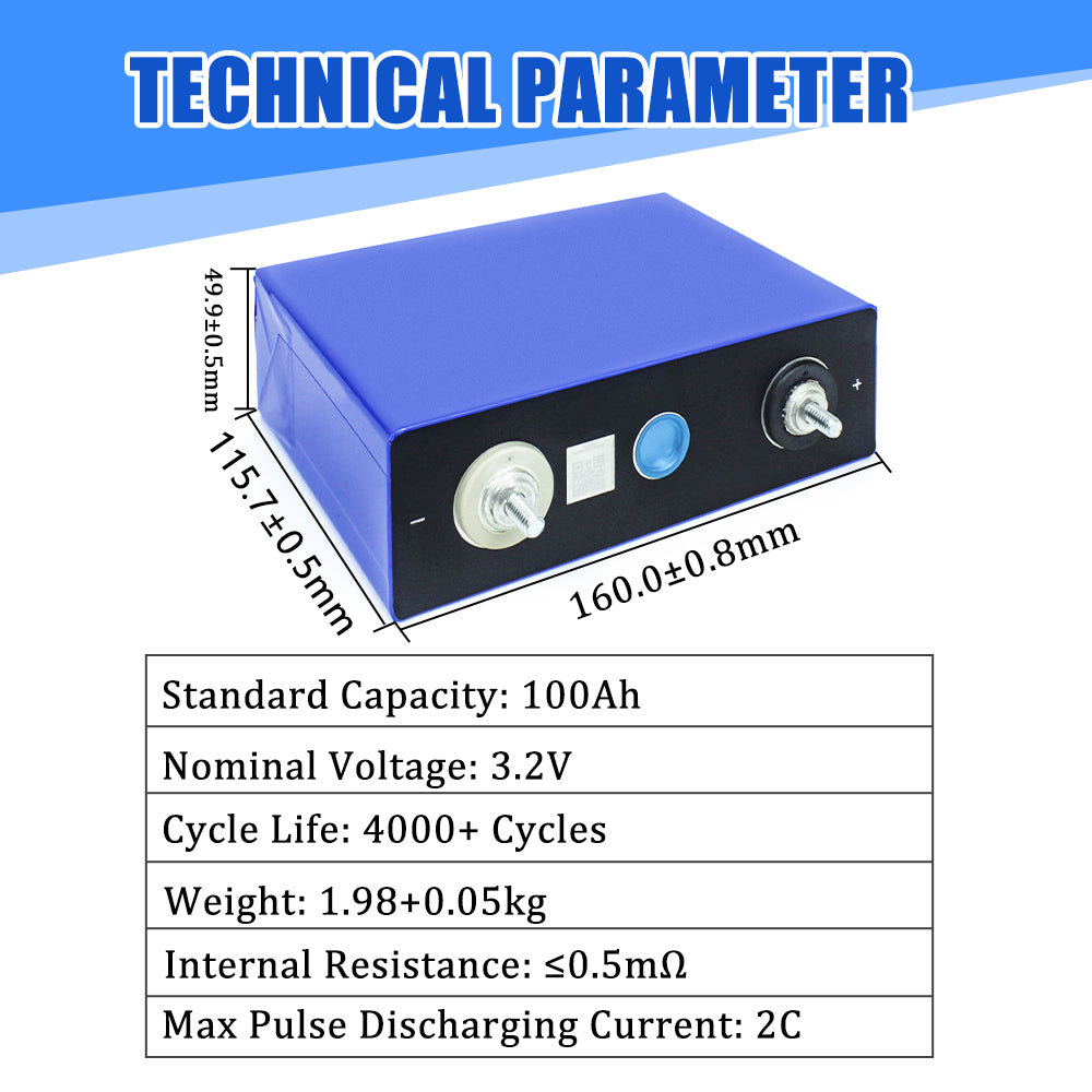 EVE 3.2V 100A LFPO4 Battery Grade A Prismatic cells high rate for Solar e-bike home storage