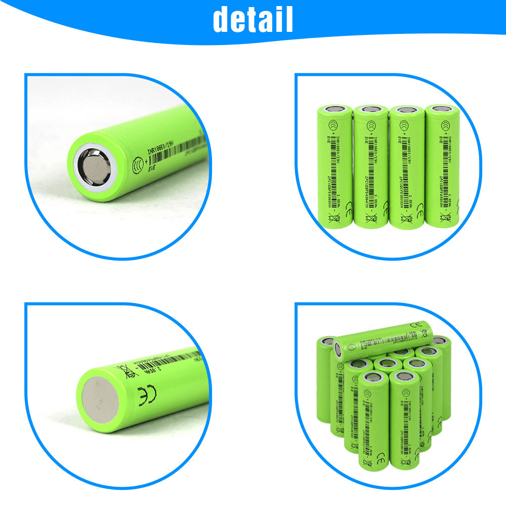 Batterie lithium-ion EVE 50pl 21700 3,6 V 5000 mAh (en stock dans l'UE), courant de décharge maximal de 180 A et taux de décharge de 36C. Compatible avec vélos et scooters électriques.