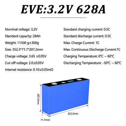 2025 new EVE 560k 3.2v 628ah lifepo4 battery 12000+ cycles high rechargeable cells for home storage