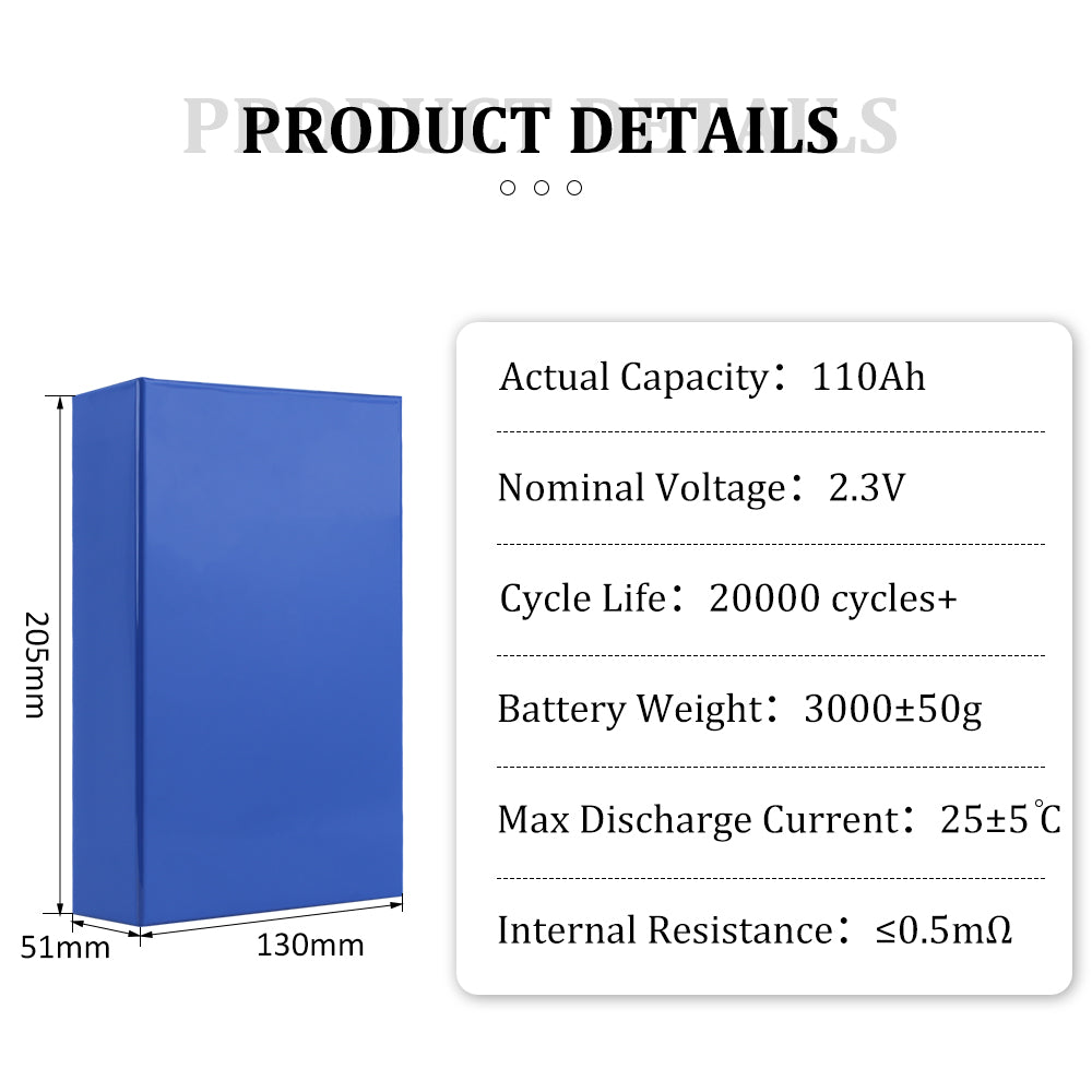 Yinlong LTO Battery 2.3v 110A high Discharge Current 300A Charge 16000+ cycles Lto lithium batteries DIY 12V100AH pack Car