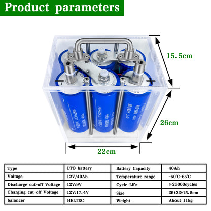 2025 New Yinlong LTO 12V 40ah Battery Pack Rechargeable Cylindrical Lithium Titanate Battery 66160 6S1P for Car Audio Solar