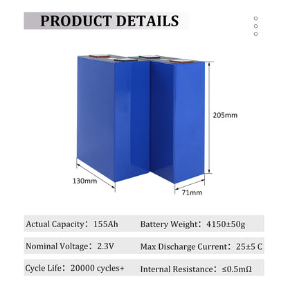 2025 new LTO battery 2.3V 155AH lithium batteries Yinlong Grade A High Capacity 500A Discharge ESS BESS for diy battery pack