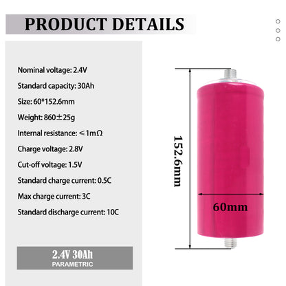 2025 new Original LTO 2.3V 30Ah Lithium Titanate Battery 16C High Discharge 60138 high Rechargeable Battery cells for diy