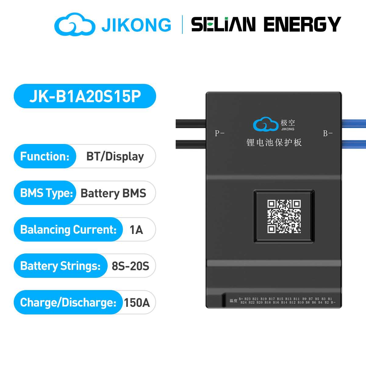 JK BMS 4S 24S Smart BMS 60A 100A 150A 200A for DIY Battery kits