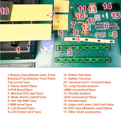 Selian 48V 16S LiFePo4 Battery pack diy BOX With Bluetooth 200A BMS