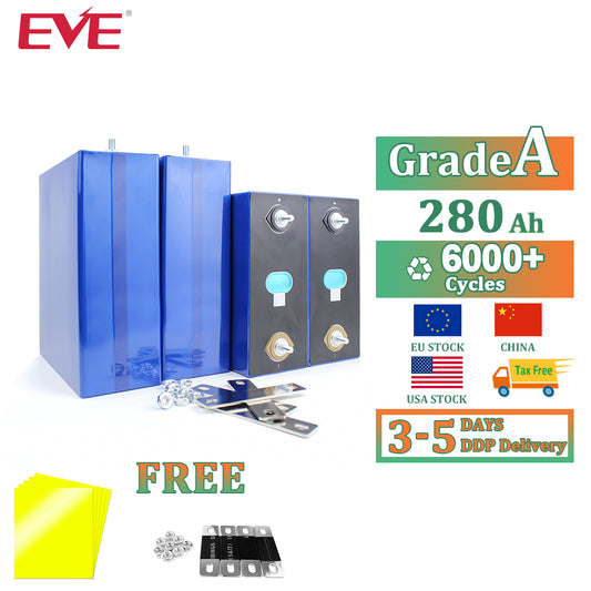 EU Stock EVE LF280K 3.2V 280Ah Lifepo4 battery Grade A rechargeable cells Long Cycle Life For Solar System