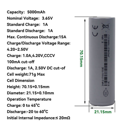 EVE 50E 21700 5000mAh Battery | High Energy Density Lithium Cell for E-Bike
