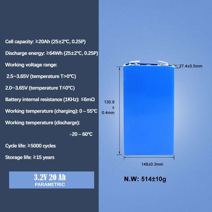 Lishen Grade A Prismatic Lifepo 4 3.2V 20Ah Lifepo4 Battery Cell Rechargeable Batteries deep cycle for solar storage