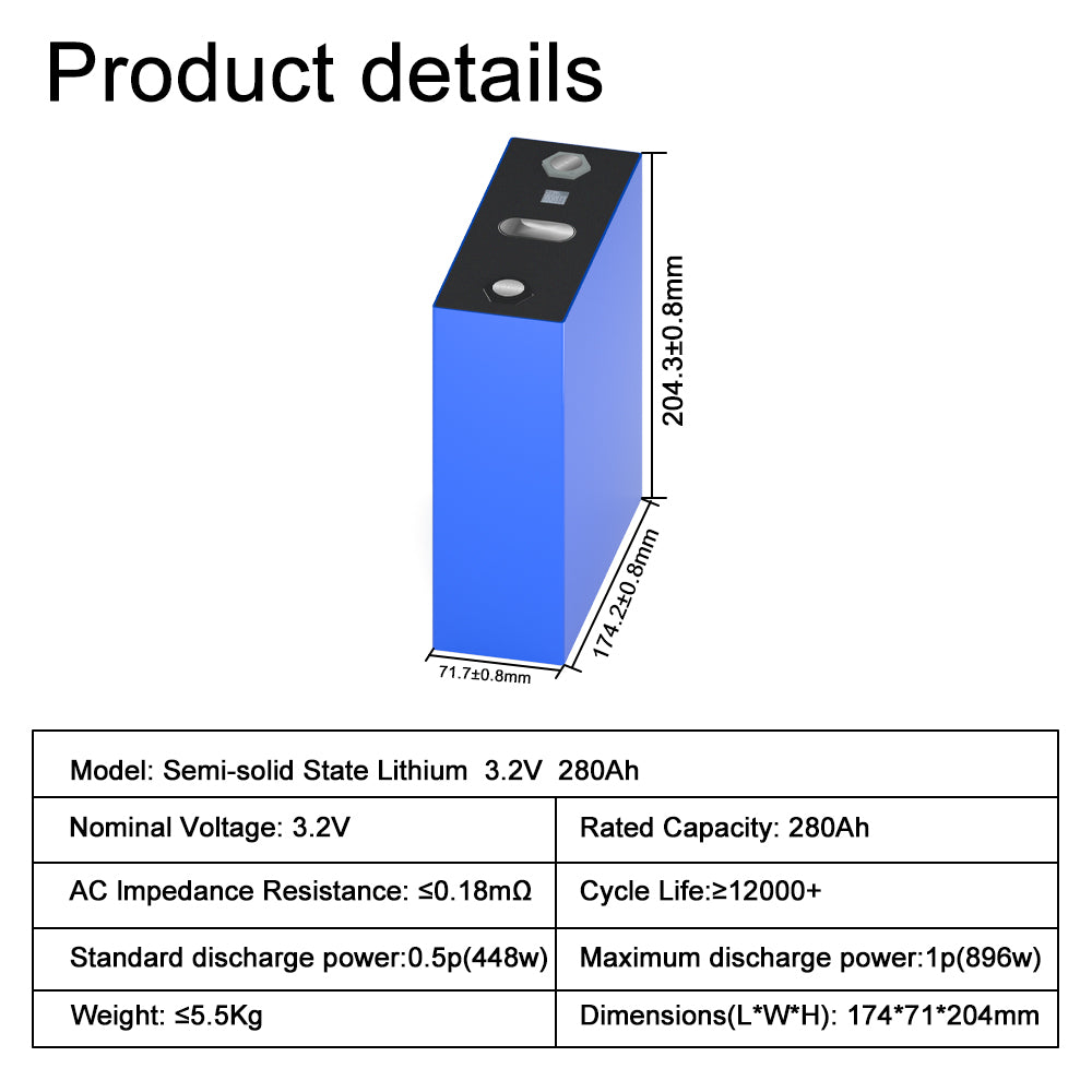 Solid State Lithium 3.2V 280Ah Battery 12000 cycle For DIY Solar System EV RV Boat