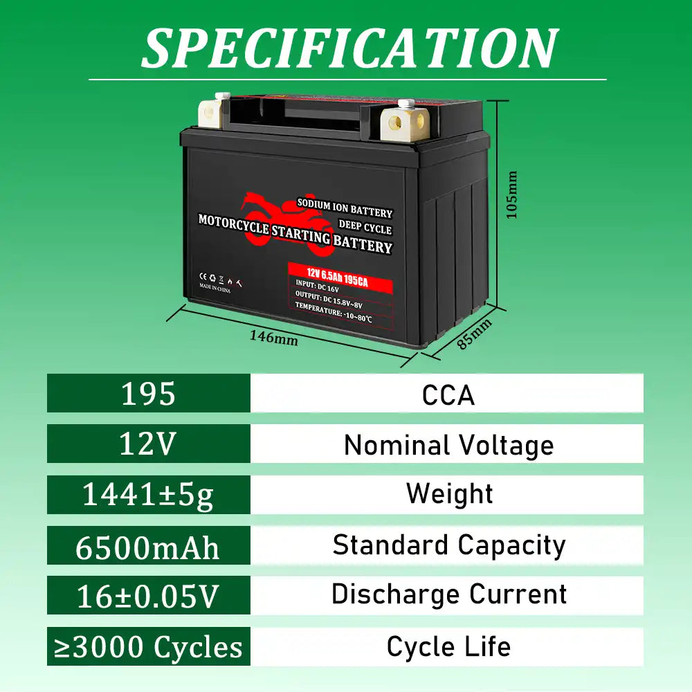 Selian 12V 8A Sodium-ion Battery Pack for Motor 80CCA 300CCA 100CCA 200CCA