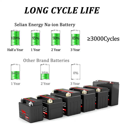 Selian 12V 8A Sodium-ion Battery Pack for Motor 80CCA 300CCA 100CCA 200CCA