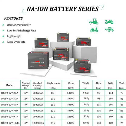 Selian 12V 8A Sodium-ion Battery Pack for Motor 80CCA 300CCA 100CCA 200CCA